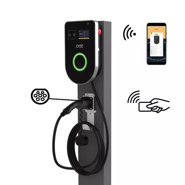 EV Charger OCPP Type 2 Charge Cable 11kw Wallbox 7kw 11kw 22kw 3 Phase RFID Electric Car Charging Station with APP