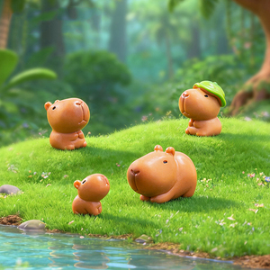 Figurine de Capybara en Résine Mignonne pour Micro-Paysage avec Motif Feuille de Lotus, Ornement Décoratif DIY - Product Image 3