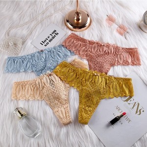 Ensemble de lingerie string taille basse en nylon uni pour femme, avec dentelle sexy, respirant, culotte bikini douce et élastique, <span class=keywords><strong>tanga</strong></span> G-string - Product Image 2