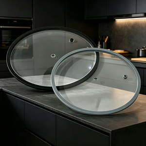 Tempered Glass <b>Lid</b> 16-32cm Oval Or Square Silicone Edge Cookware Cover For <b>Pot</b> Pan Use - Product Image 3