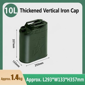 Bidon à essence vert en fer de 5 L avec bouchon vertical épaissi, fût cylindrique pour essence, finition mate, usage industriel durable - Product Image 6