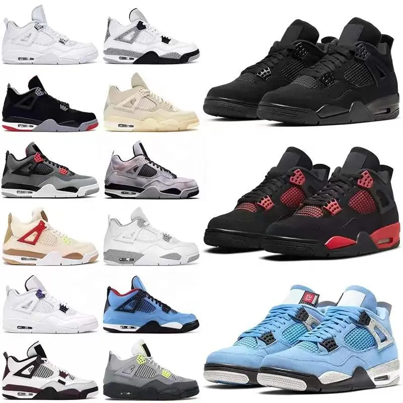 Zapatillas jordan 4 tênis retrô médio, sapatos de basquete, branco, preto, vermelho, x, em estoque, fitness