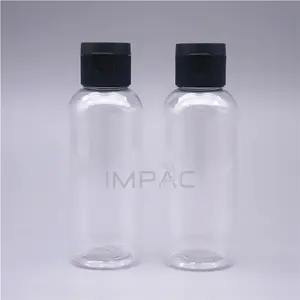 Botella abatible de tamaño de viaje transparente, botella superior de 60ml para embalaje de Aceite Corporal de 2oz