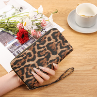 Dompet Pendek Wanita Motif Leopard Zebra, Tempat Kartu, Bahan PU Polyester, Grosir OEM