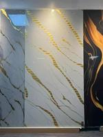 Panneau mural en PVC design marbre brillant, feuilles de marbre PVC pour la décoration intérieure