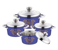 Professionelles 8-teiliges Umweltfreundliches Edelstahl-Kochtopf-Set Blumendesign Moderner Stil Spülmaschinenfest Gasgeeignet