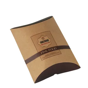 Natural marrón kraft de papel impreso pastel cuchillos y tenedores cubiertos almohada caja de embalaje