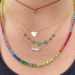 Rose Gold Plated 4mm Cz <strong>rainbow</strong> Tennis <strong>Necklace</strong> for Women Jewelry - Product Image 6