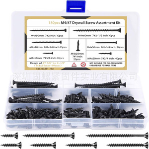 M4 #7 Drywall Screw Assortment Kit 180pcs Metric Black Flat Head Self Tapping Screws For Drywall Fixing - Product Image 1