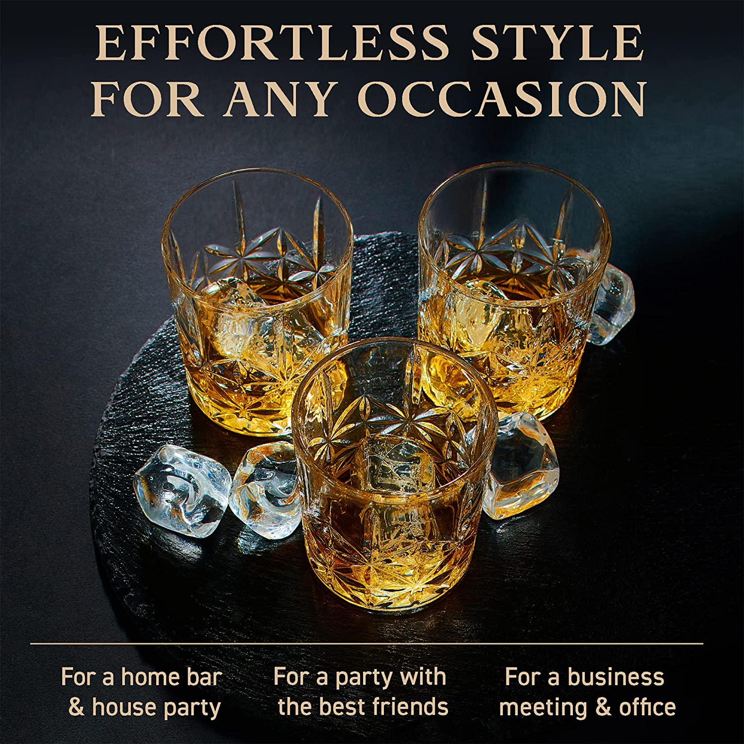 Whiskey Glasses Set of 4,12 oz - Premium Gift Box Rock Tumblers