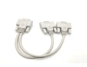 Gray DB15 VGA Male to 2 Female Monitor Splitter Cable