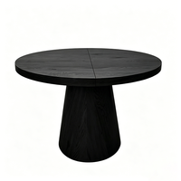Table à manger extensible ronde en bois au design minimaliste, base conique en MDF noir, 47"-63", pour salon ou hôtel