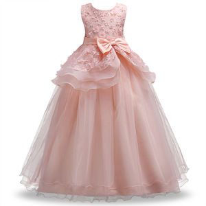 <span class=keywords><strong>Vestidos</strong></span> de Fiesta Largos de Tul con Capas para Niñas, sin Mangas, con Flores, de Finalz Kids - Product Image 3