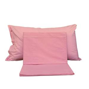 Ensemble de draps en coton rose, taille king size allemande, taies d'oreiller incluses - Product Image 1