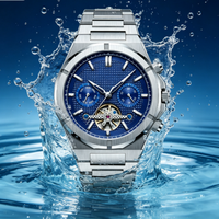 Montre automatique mécanique pour homme, étanche, en acier inoxydable, chronographe squelette, montre de luxe pour affaires