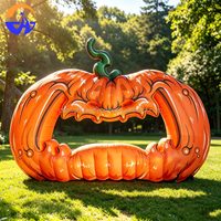Cadre de photomaton gonflable géant en forme de citrouille effrayante pour Halloween, idéal pour la décoration de jardin, pelouse, fête ou événement, avec souffleur inclus