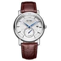Eyki, logo personnalisé, bracelet en cuir, montres OEM à mouvement mécanique, ensemble de montres automatiques avec bracelet en cuir