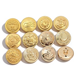 Gold Metal Shank <b>Buttons</b> Round Embossed Logo Classic Style Uniform <b>Buttons</b> - Product Image 4
