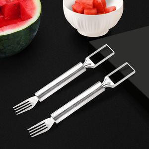 Multifunctional fast watermelon slicer, dual-purpose fruit fork, stainless steel fruit cutter, double-headed watermelon <b>dicing</b> - Product Image 2