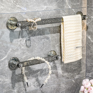 Yimijia Bathroom Towel Rack 2 Bars Self Adhesive Wall Mounted 50Cm Multi Purpose Storage Shelf For Towels And Accessories - Product Image 1