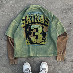 Mô Hình <span class=keywords><strong>T</strong></span>ùy Chỉnh Faux Hai Lớp Cộng Với Kích Thước Trọng Lượng Nặng Của Nam Giới Polyester Và Bông Dài Tay Áo Rửa Axit <span class=keywords><strong>T</strong></span> Áo Sơ Mi Nhà Sản Xuấ<span class=keywords><strong>t</strong></span> - Product Image 2