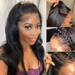 Pelucas de Cabello Humano Liso Ondulado Baratas, Pelucas Frontales de Encaje de Cabello Humano, Pelucas Frontales de Encaje HD Sin Pegamento de Cabello Brasileño Virgen para Mujeres Negras - Product Image 4