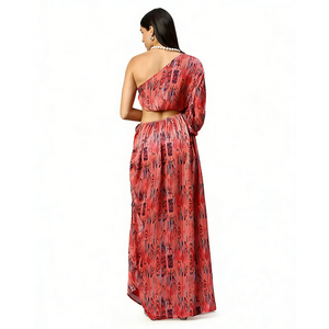 Robe longue de plage asymétrique à une épaule en tissu cupro-rayonne luxueux et durable, avec manches ballon, pour <span class=keywords><strong>femme</strong></span> - Product Image 2