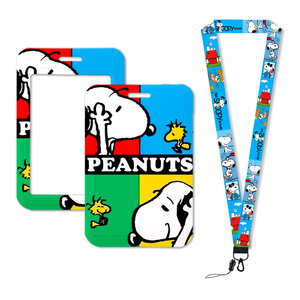Porte-cartes d'identité professionnels en plastique personnalisés, motif chien blanc de dessin animé <span class=keywords><strong>Snoo</strong></span>, avec clip pour badges et attaches de cou pour le travail - Product Image 4