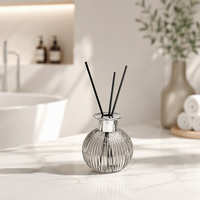 Diffuseur de parfum en verre côtelé rond moderne pour la maison, ensemble de diffuseurs à bâtonnets pour salon, chambre, bureau, cadeau d'aromathérapie