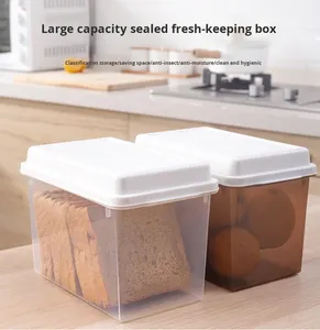 Contenitore per Pane Quadrato Trasparente Bestseller, Scatola in <span class=keywords><strong>Plastica</strong></span> per Conservazione Cereali con Coperchio Sigillato, Contenitore per Pane da Cucina - Product Image 4