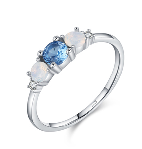 Genuine 925 Sterling <b>Silver</b> Exquisite Classic Round Cubic Zirconia Finger <b>Opal</b> <b>Rings</b> for Women Girls Party Fine Jewelry - Product Image 1