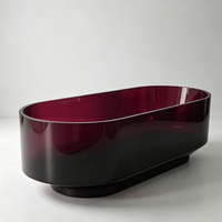 Baignoire autoportante moderne en pierre artificielle colorée transparente, de haute qualité, artistique, couleur personnalisée, grande taille
