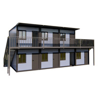 Bâtiment modulaire préfabriqué à 2 étages en conteneurs, pour bureaux et logements, avec structure en acier, balcon, terrasse, fenêtres de sécurité, pour chantier