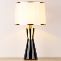 ENSEMBLE Nouveau Moderne Marbre Chevet Lumière Tissu Abat-Jour Lampes De Table En Métal pour Hôtel