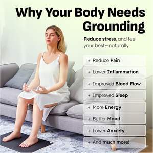 GroundingWell - แผ่นรองพื้นสำหรับเท้าพร้อมสายไฟยาว 15 ฟุต, ตัวต้านทาน 50K โอห์ม, ชั้นคาร์บอน - แผ่นรองพื้นสำหรับทำงาน, นอนหลับ, เพื่อความสบาย - Product Image 3