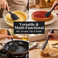 Ensemble d'ustensiles de cuisine en silicone 6 pièces de qualité alimentaire : spatule, cuillère, racloir, pinceau à huile, fouet à œufs pour racler, gâteaux, pâtisserie et cuisson