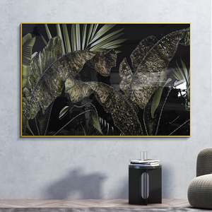 Nuova Pittura su Porcellana Cristallina <span class=keywords><strong>con</strong></span> Cornice, Arte Murale <span class=keywords><strong>con</strong></span> <span class=keywords><strong>Foglie</strong></span> Verdi e Diamanti 5D per Decorazione Soggiorno - Product Image 2