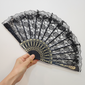 Ventaglio di pizzo nero per spettacoli teatrali di danza abbigliamento da ballo - Product Image 1