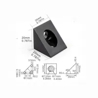 Connecteur d'angle triangulaire en aluminium pour raccords génériques, en alliage d'aluminium 2020, avec écrou carré fixe
