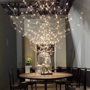 Lámpara de Araña LED Moderna de Lujo con Forma de Estrella y Flores Grandes, con Red de Alambre de Acero, para Escaleras y Sala de Estar - Product Image 6