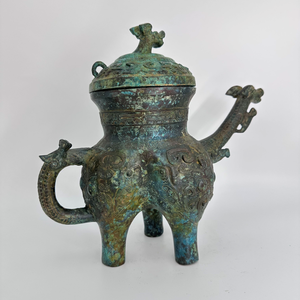Bronze Dragon Head Wine Vessel với muôi giống như thiết kế chính xác hỗn hợp rượu vang Tính năng phức tạp kim loại thủ công mỹ nghệ thực hiện đúc kỹ thuật - Product Image 5