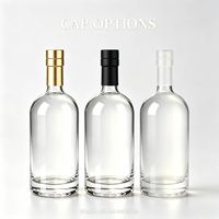 Bouteille de spiritueux en verre transparent rond de 700 ml, personnalisable, pour emballage de distillerie, approvisionnement en gros direct usine
