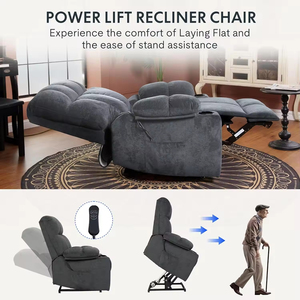 Canapé inclinable chauffant moderne en tissu surdimensionné avec mécanisme de levage pour un confort accru - Product Image 2