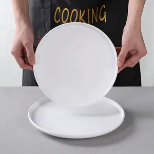 Cibo ristorante rotondo in plastica stoviglie bianco nero 100% piatti in melamina infrangibili per dolci piatti