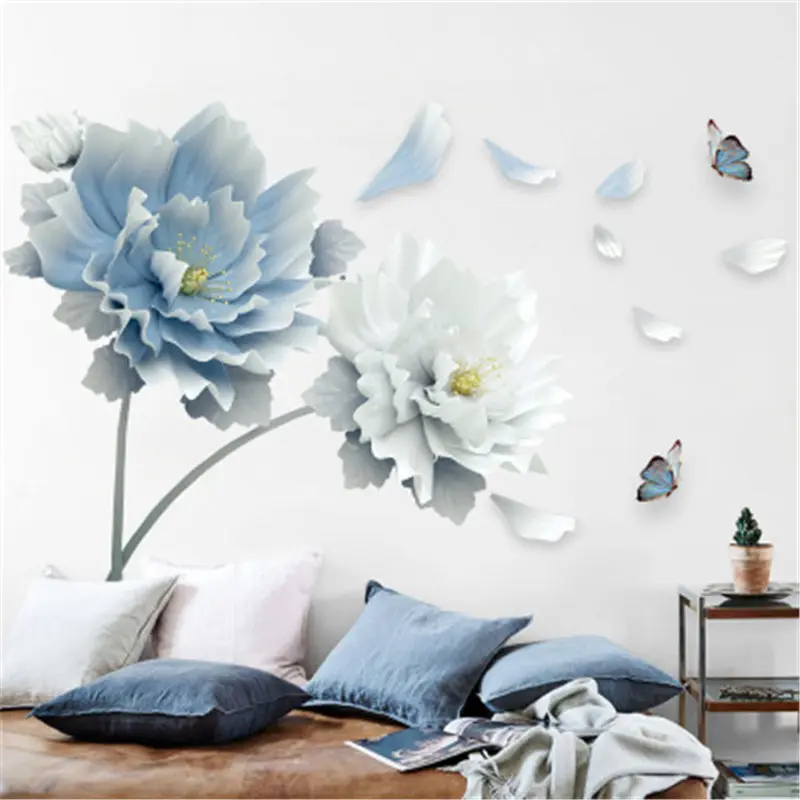 Butterflies fluttered about among the flowers home decoration wall sticker for living room bedroom background wall decal