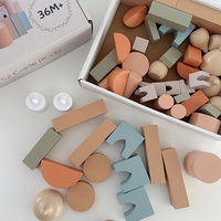 Çocuk Oyuncakları Ahşap Kale Yapı Taşları Seti, İskandinav Pastel Oyun Evi İstifleme Oyuncağı, Montessori Yaratıcı Yapım Oyuncağı CE CPC