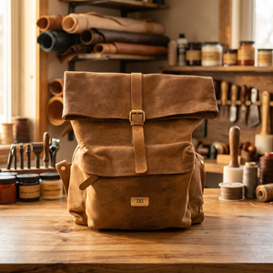 WRIZA Vintage <b>Canvas</b> Genuine Leather Backpack Zipper Closure Lightweight Durable Wholesale Custom Business Travel 20-39L - Product Image 2
