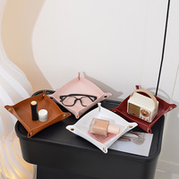 Boîtes de rangement en cuir PU personnalisées en gros, plateaux de rangement de bureau, rangement pour bijoux et cosmétiques, assiettes à fruits portables pour salon