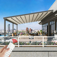 Pergola de luxe rétractable avec toit manuel en aluminium, membrane PVC imperméable, auvent pliant pour villa, patio, jardin, balcon extérieur, télécommande