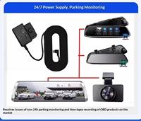 Adaptateur d'alimentation OBD haute efficacité 5V 3A, chargeur pour port de diagnostic automobile pour caméra de tableau de bord et caméra de rétroviseur avec protection contre les surcharges